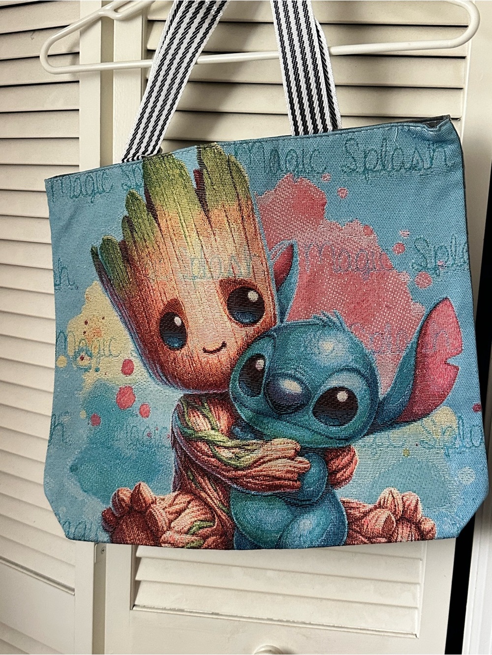Groot & Stitch Blue Illustrated Tote Bag - Unbranded